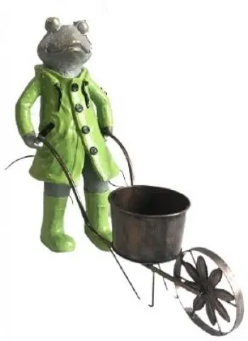 Quirky Frog Pushing Wheelbarrow
