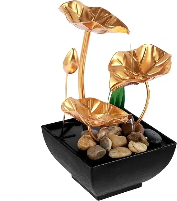 Golden Tabletop Meditation Water Fountain – USB Powered