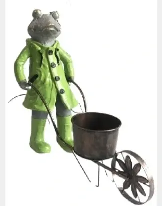 Quirky Frog Pushing Wheelbarrow