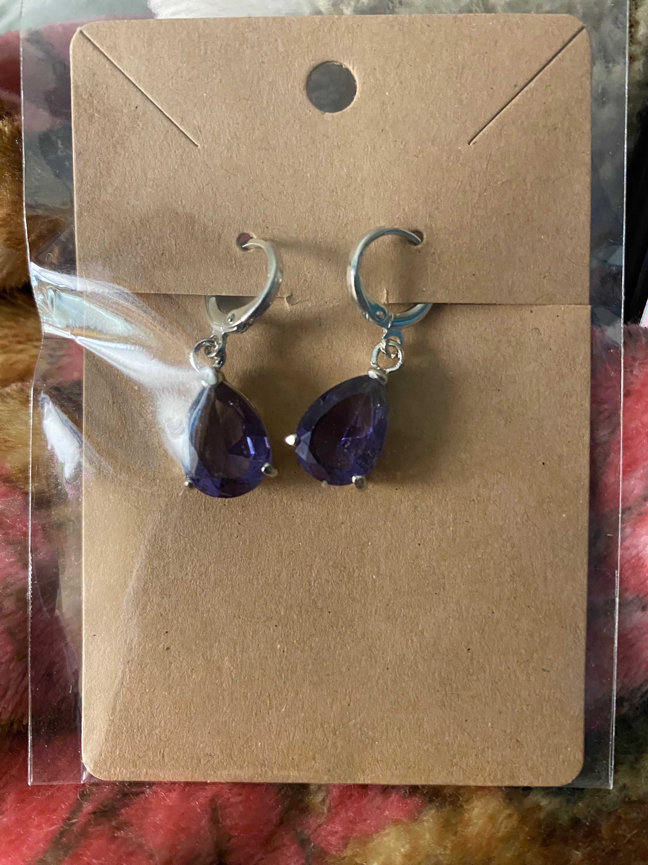 Purple Teardrop Earrings 