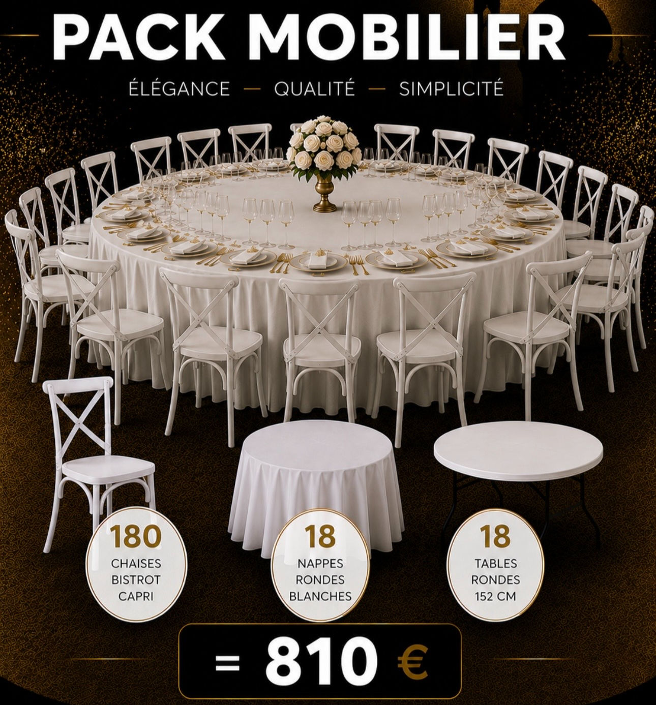 PACK MOBILIER 180 PERSONNES