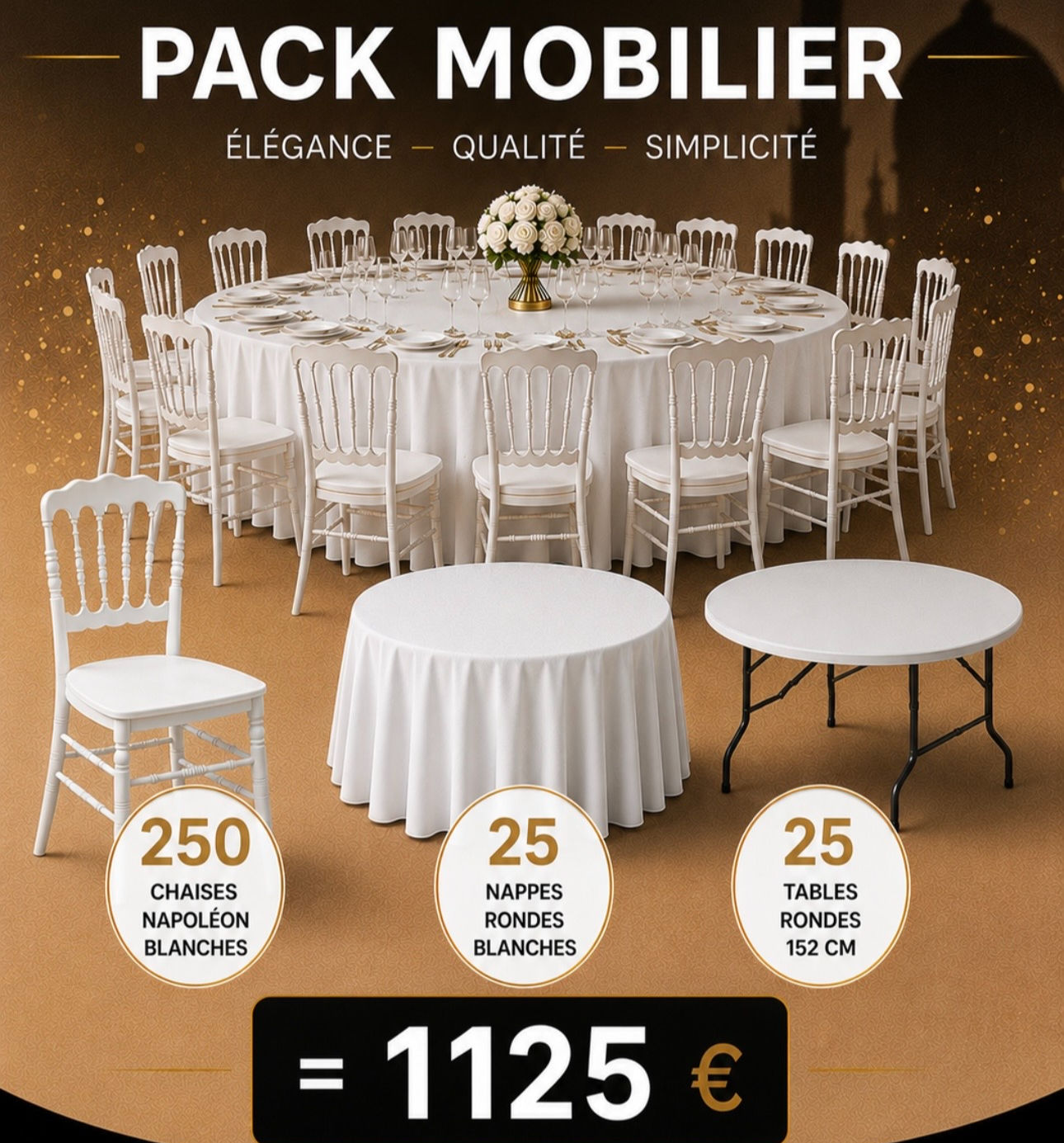 PACK MOBILIER 250 PERSONNES