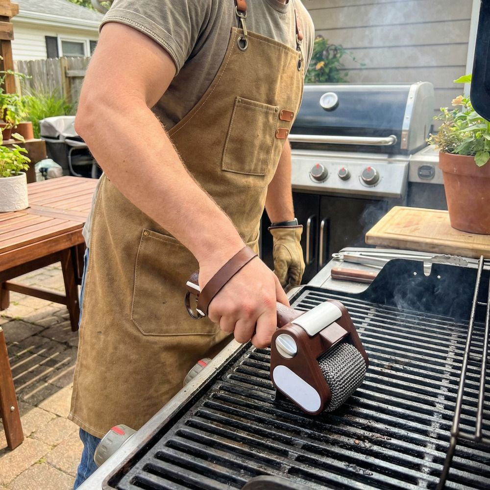 Rechargeable Electric Grill Cleaner Stainless Steel with LED Light BBQ Cleaning