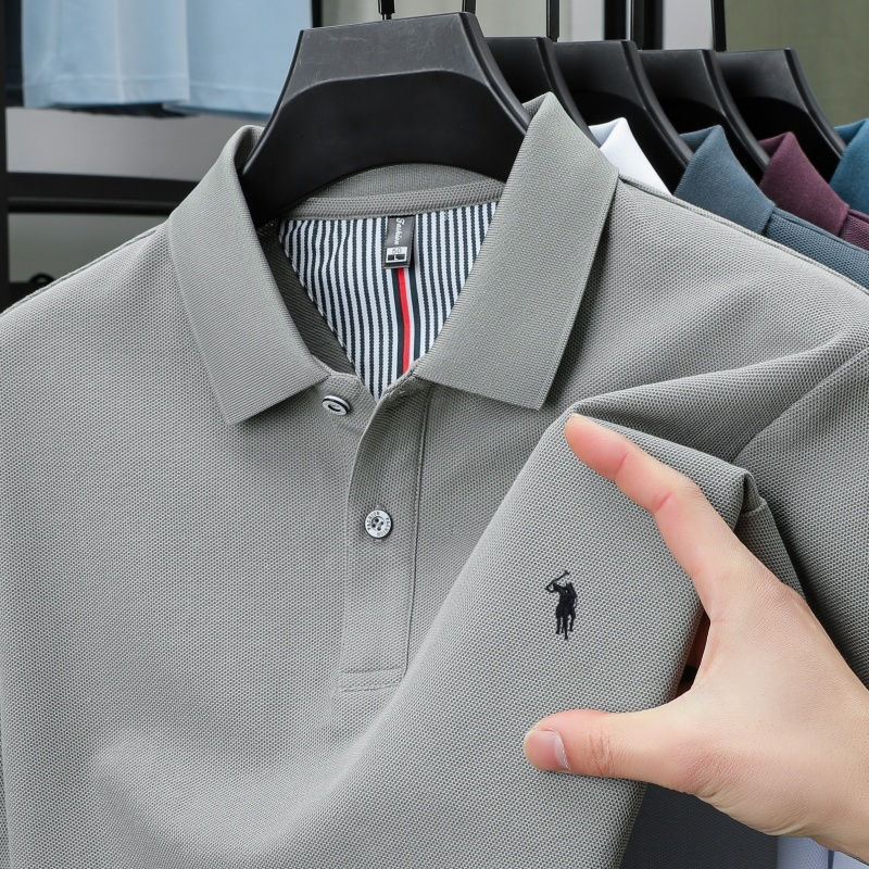 Thumbnail: 100% pure cotton men's breathable short sleeve T-shirt high-end luxury brand emb