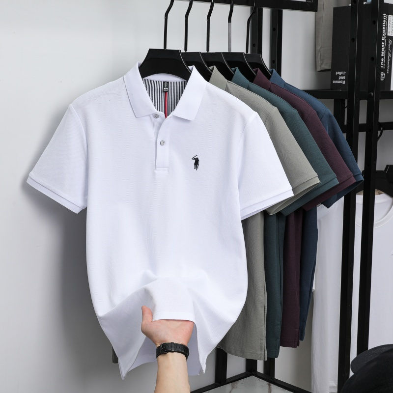Thumbnail: 100% pure cotton men's breathable short sleeve T-shirt high-end luxury brand emb