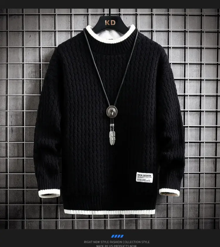 Thumbnail: Brand Clothing Men's Loose Pullover Male Slim Fit Fashion Knitted Sweater Man  T