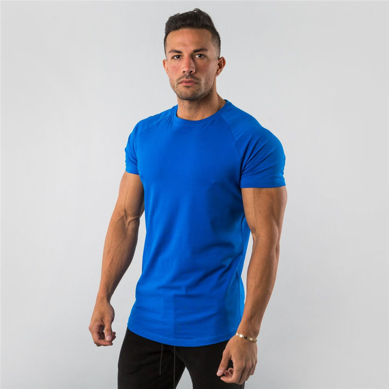 Thumbnail: Men's Summer Skinny Casual T-Shirt Short Sleeve Tee Male Gym Fitness Sport Cotto