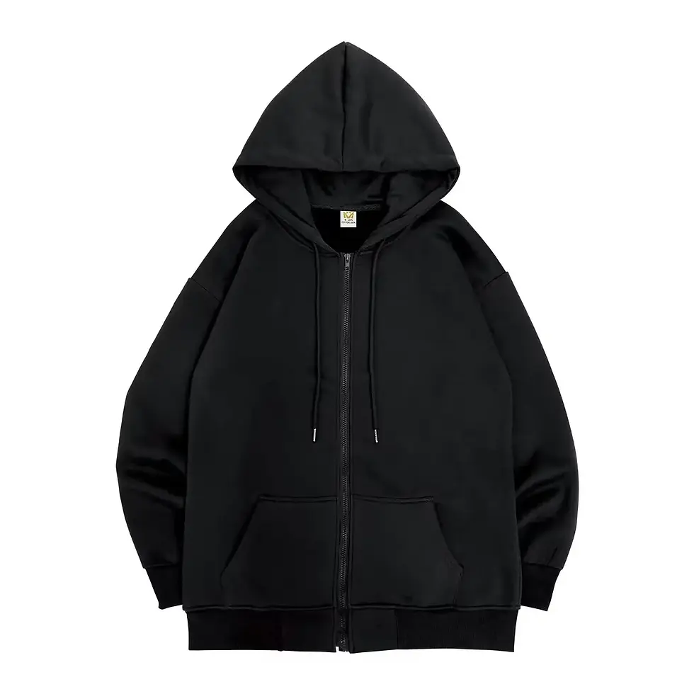 Thumbnail: High Street Hoodie Men Retro Zip Long Sleeve Loose Black White Coats Harajuku Ca