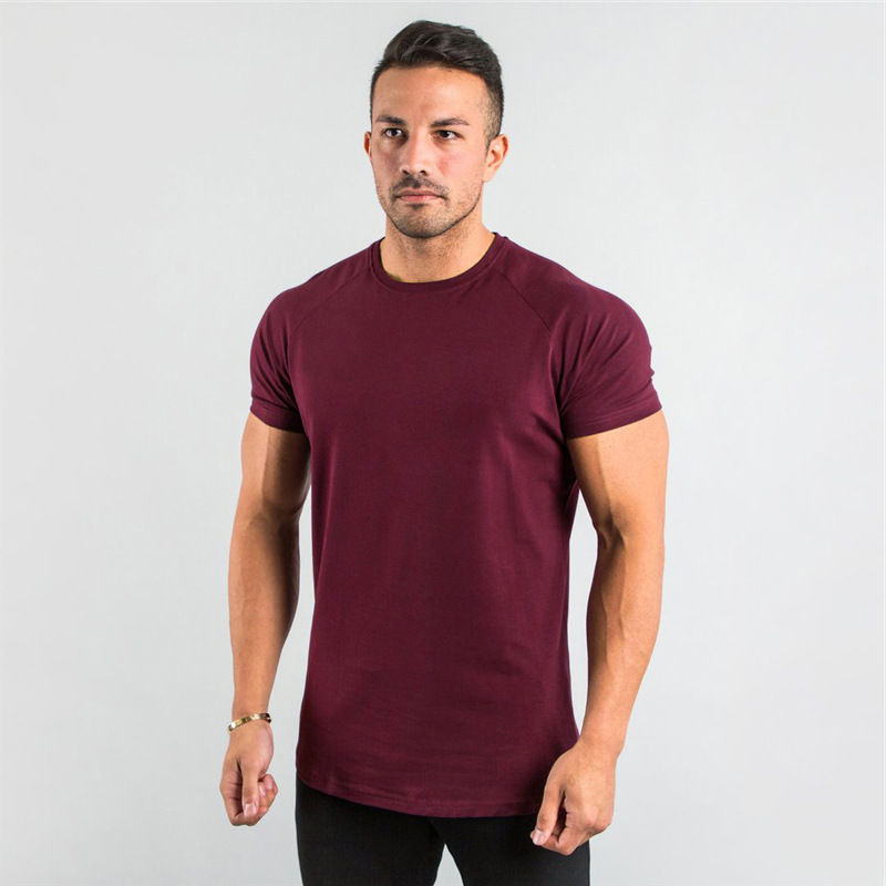 Thumbnail: Men's Summer Skinny Casual T-Shirt Short Sleeve Tee Male Gym Fitness Sport Cotto