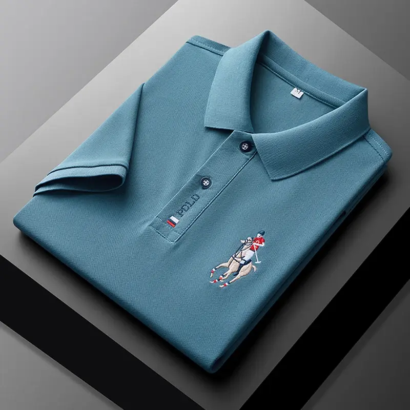 Thumbnail: Men's Embroidered Casual Fashion Short Sleeved POLO Shirt Summer Comfortable Top