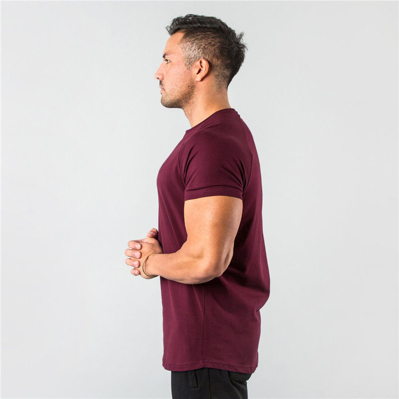 Thumbnail: Men's Summer Skinny Casual T-Shirt Short Sleeve Tee Male Gym Fitness Sport Cotto