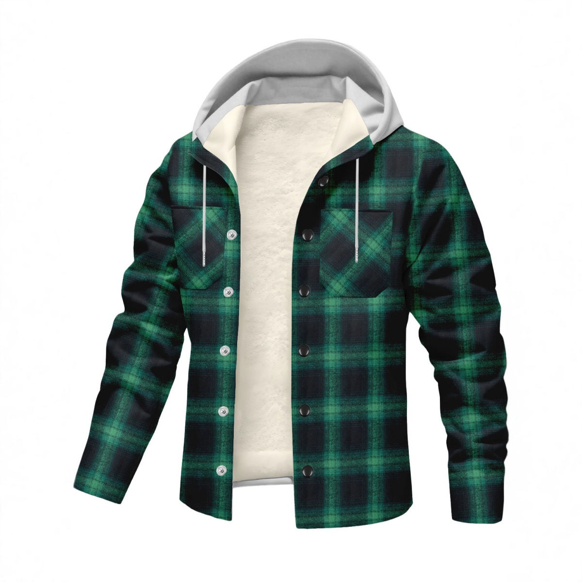 Men's Fashionable Jacket For Autumn And Winter With Added Fleece For Warmth Chec