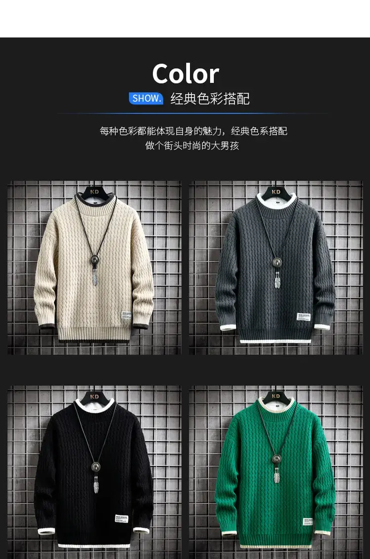 Thumbnail: Brand Clothing Men's Loose Pullover Male Slim Fit Fashion Knitted Sweater Man  T