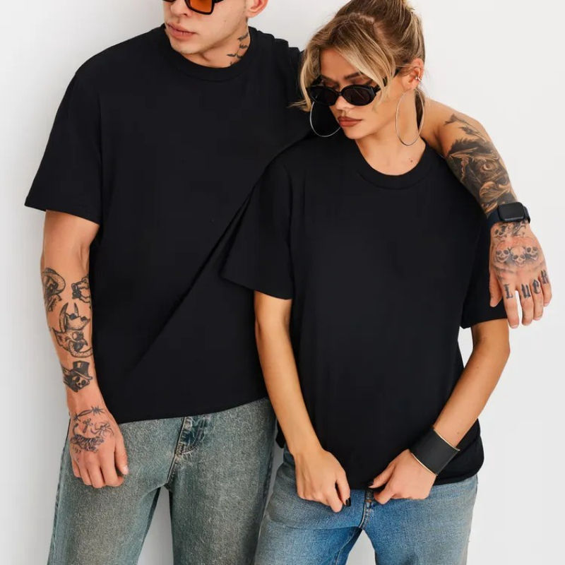 Solid color Couple t-shirts four seasons Basic Men's and Women Short sleeve tees