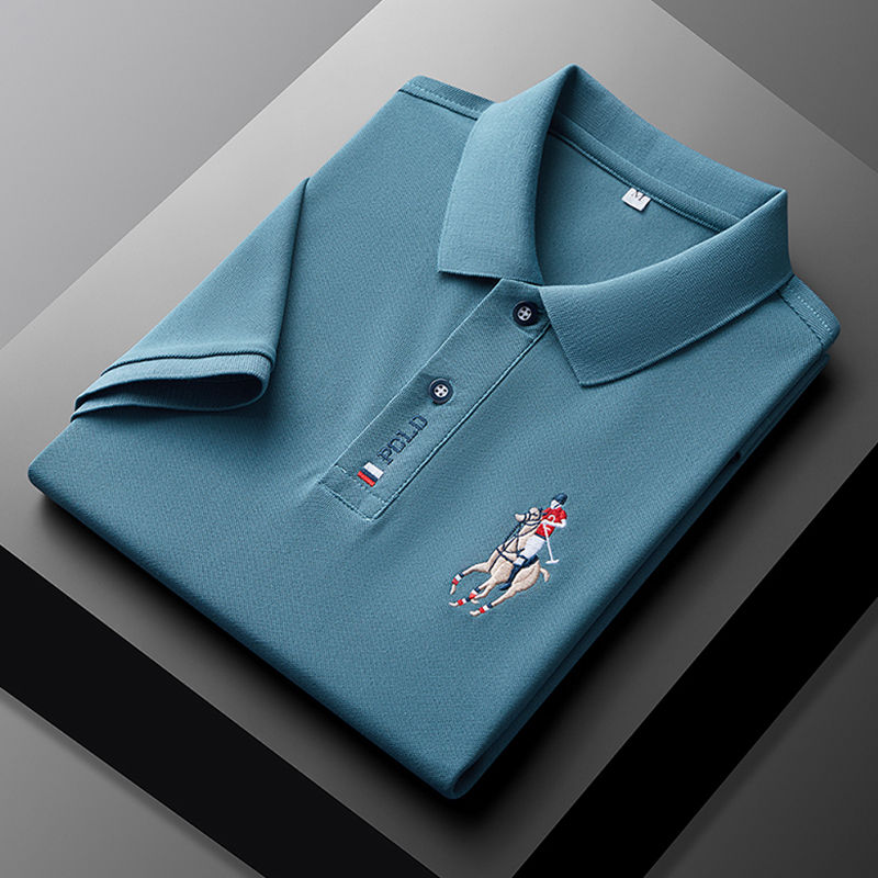 Thumbnail: Men's Embroidered Casual Fashion Short Sleeved POLO Shirt Summer Comfortable Top
