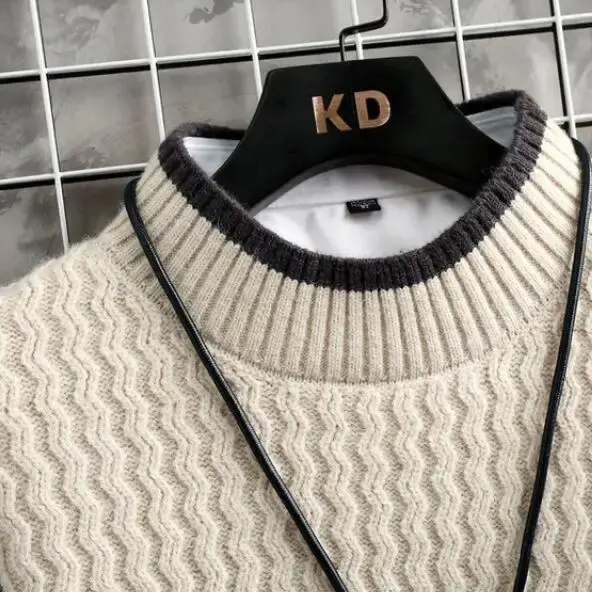 Thumbnail: Brand Clothing Men's Loose Pullover Male Slim Fit Fashion Knitted Sweater Man  T