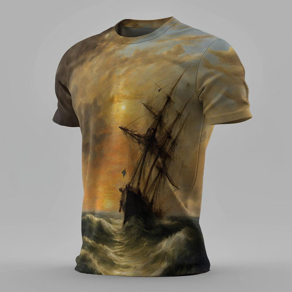Thumbnail: Summer Men Classic Vintage Sailing Pattern 3d Printed T-shirt Short Sleeve Loose