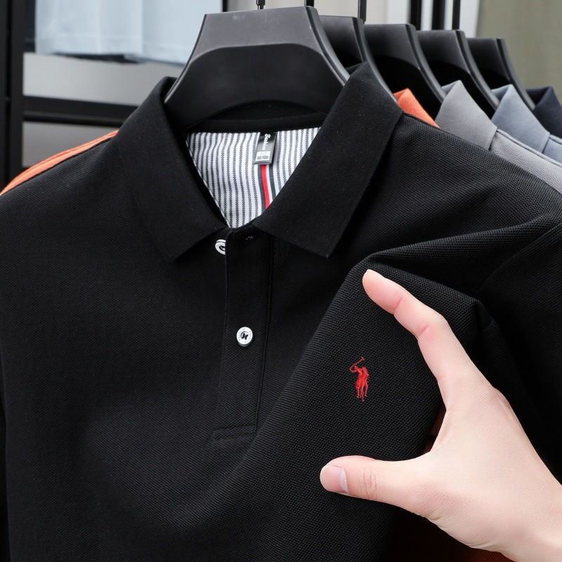Thumbnail: 100% pure cotton men's breathable short sleeve T-shirt high-end luxury brand emb