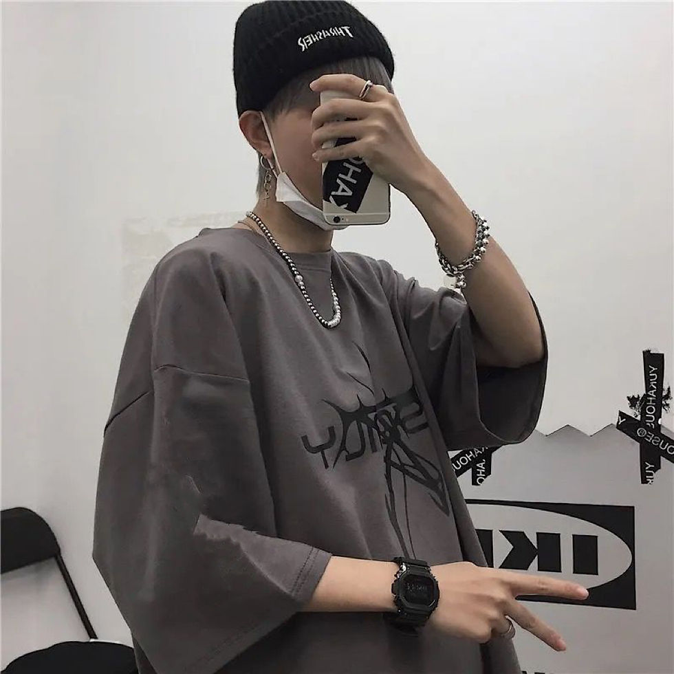 Thumbnail: Men T-shirts 2023 Summer Streetwear High Street Gothic Skull Tshirt Loose Oversi