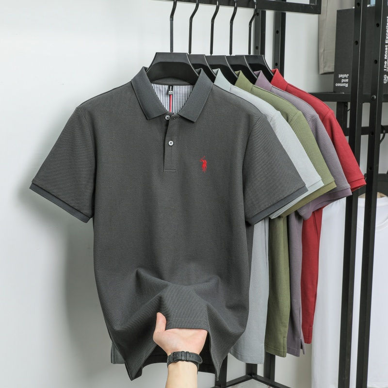 Thumbnail: 100% pure cotton men's breathable short sleeve T-shirt high-end luxury brand emb