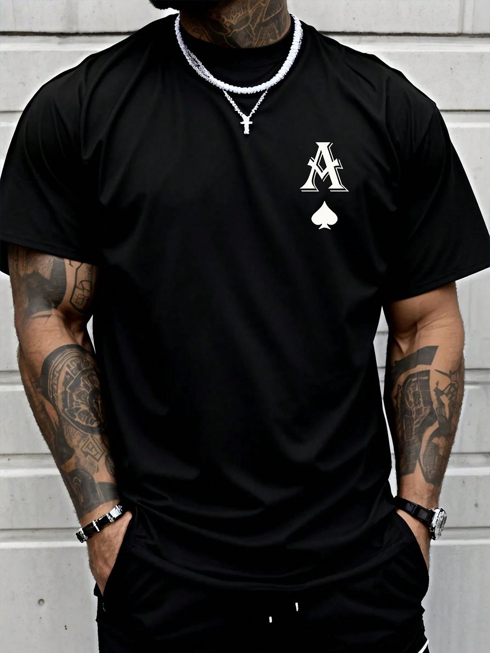 Thumbnail: HOT SALE Poker 'A' Men's Short Sleeve T-shirt Casual Multi-colored Top Cotton Lo