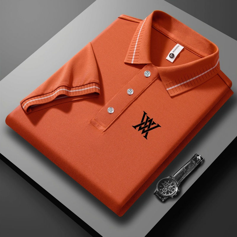 Summer new men's business casual Polo short sleeved T-shirt, comfortable and bre