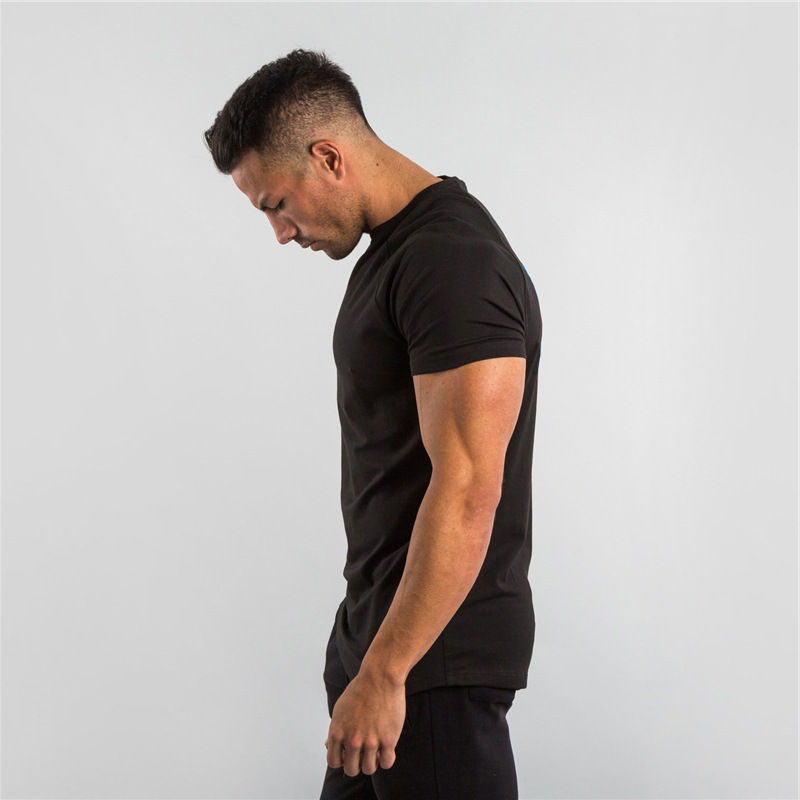 Thumbnail: Men's Summer Skinny Casual T-Shirt Short Sleeve Tee Male Gym Fitness Sport Cotto