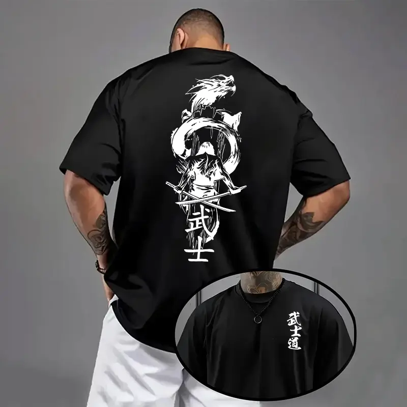 Thumbnail: Japan Bushido Print T-shirt for Man 2026 Spring Summer Daily Casual Fashion Shor