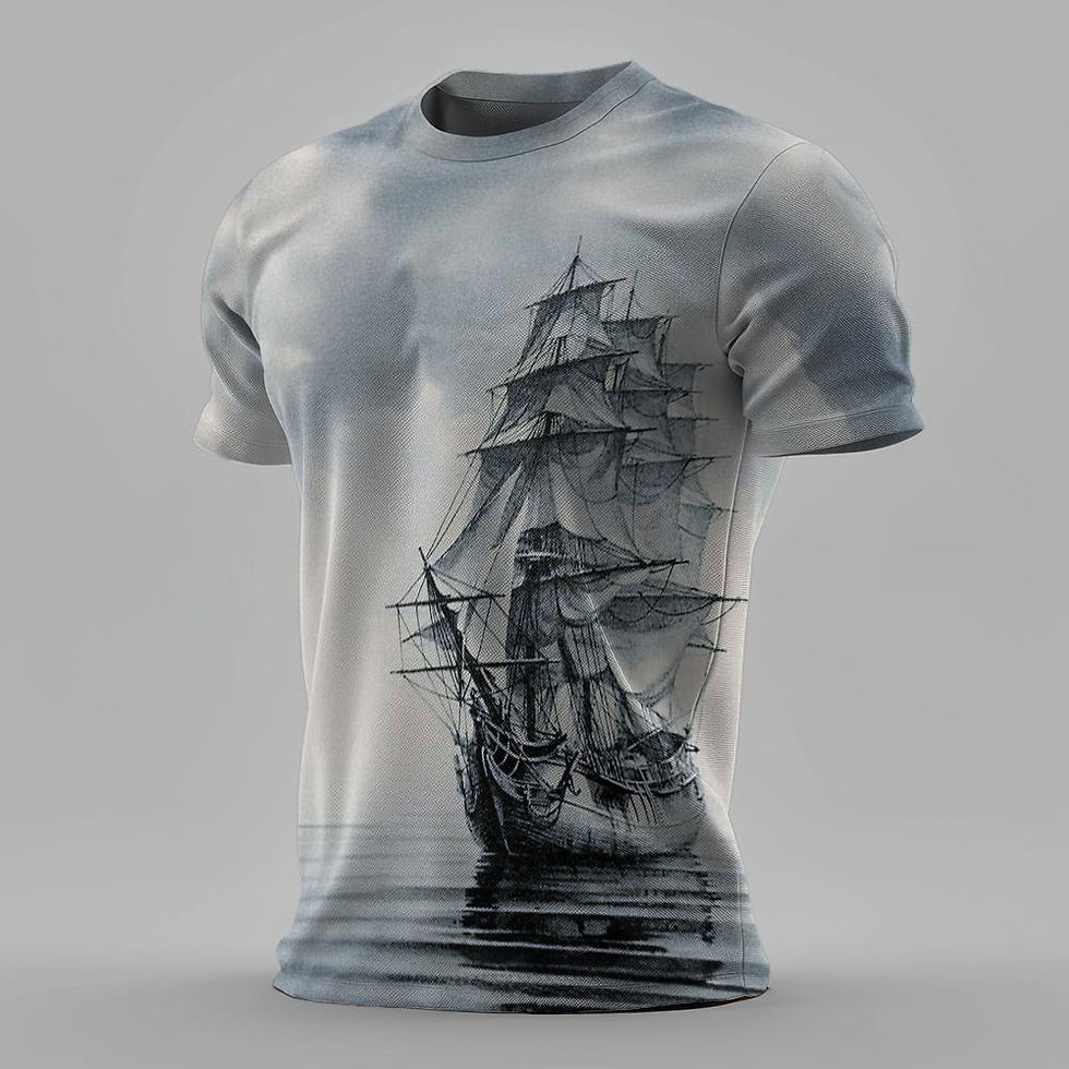 Thumbnail: Summer Men Classic Vintage Sailing Pattern 3d Printed T-shirt Short Sleeve Loose