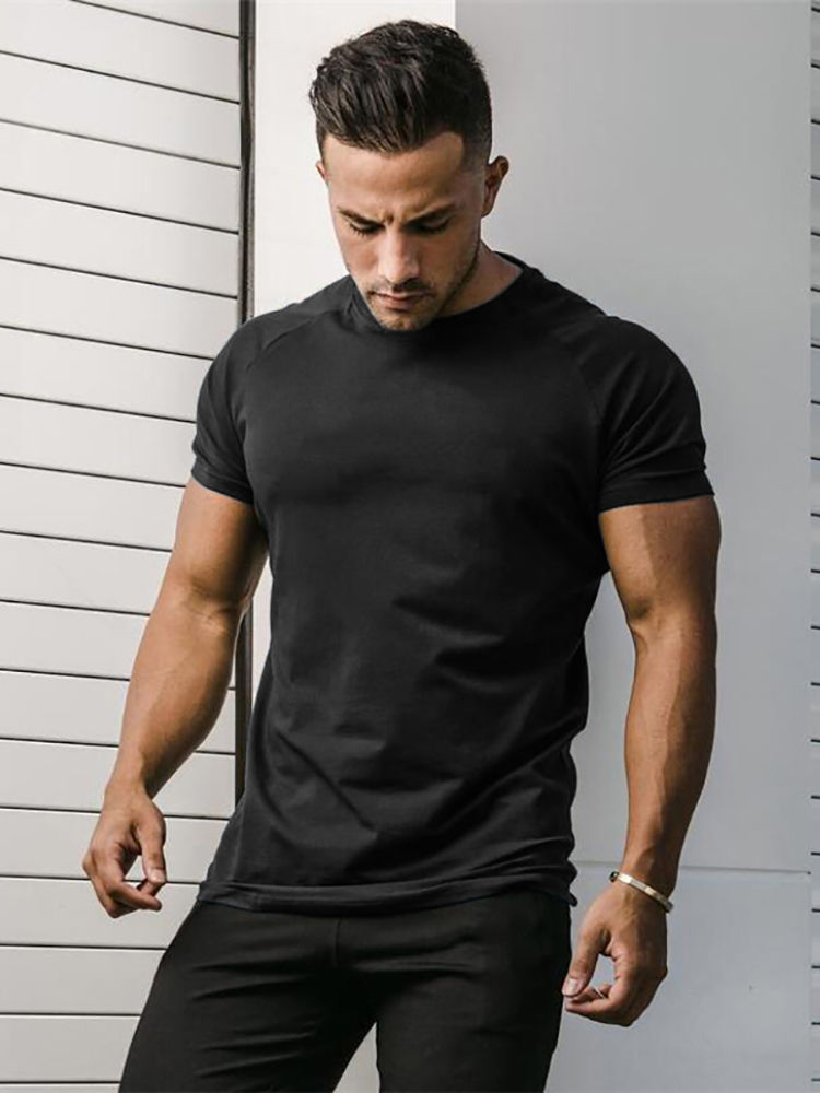 Thumbnail: Plain T Shirt Men Casual Short Sleeve Muscle Joggers Bodybuilding Tshirt Male Gy