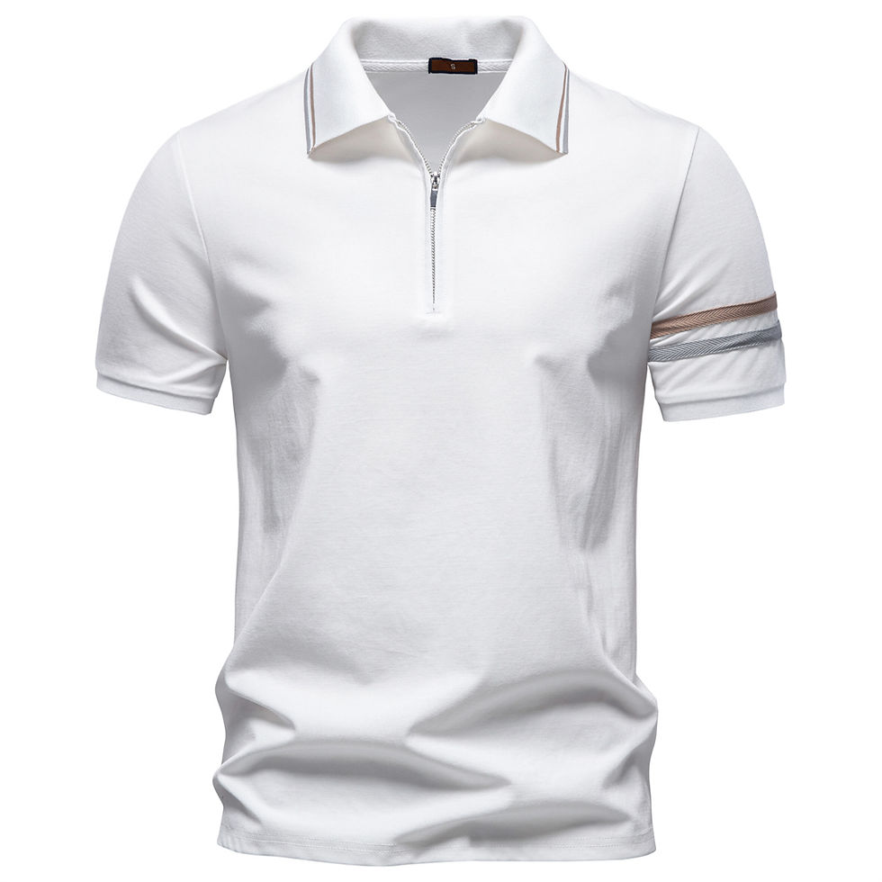 Thumbnail: AIOPESON Men's Lightweight Breathable Polo Shirt Half Zipper Collar Solid Color 