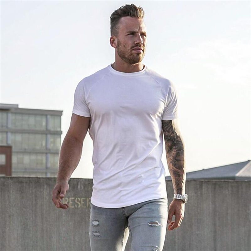 Thumbnail: Plain T Shirt Men Casual Short Sleeve Muscle Joggers Bodybuilding Tshirt Male Gy