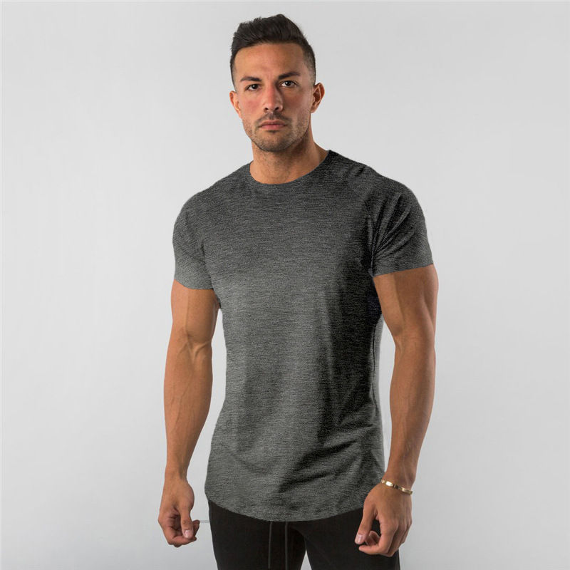 Thumbnail: Men's Summer Skinny Casual T-Shirt Short Sleeve Tee Male Gym Fitness Sport Cotto