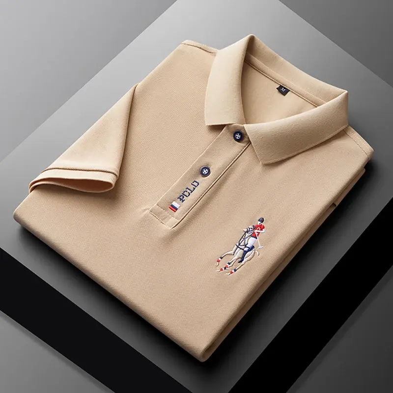 Thumbnail: Men's Embroidered Casual Fashion Short Sleeved POLO Shirt Summer Comfortable Top