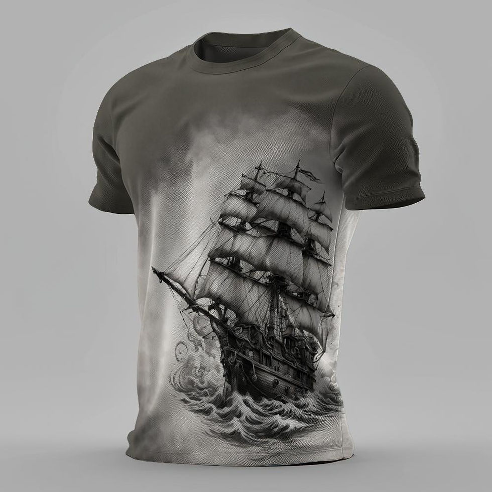 Thumbnail: Summer Men Classic Vintage Sailing Pattern 3d Printed T-shirt Short Sleeve Loose
