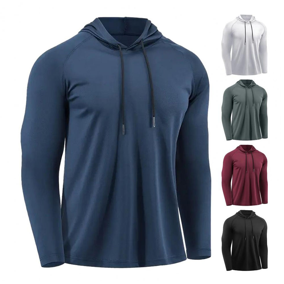 Thumbnail: Men's Quick Dry Long Sleeve Hoodie Sweat-Wicking Gym Training T-Shirt Loose Fit 