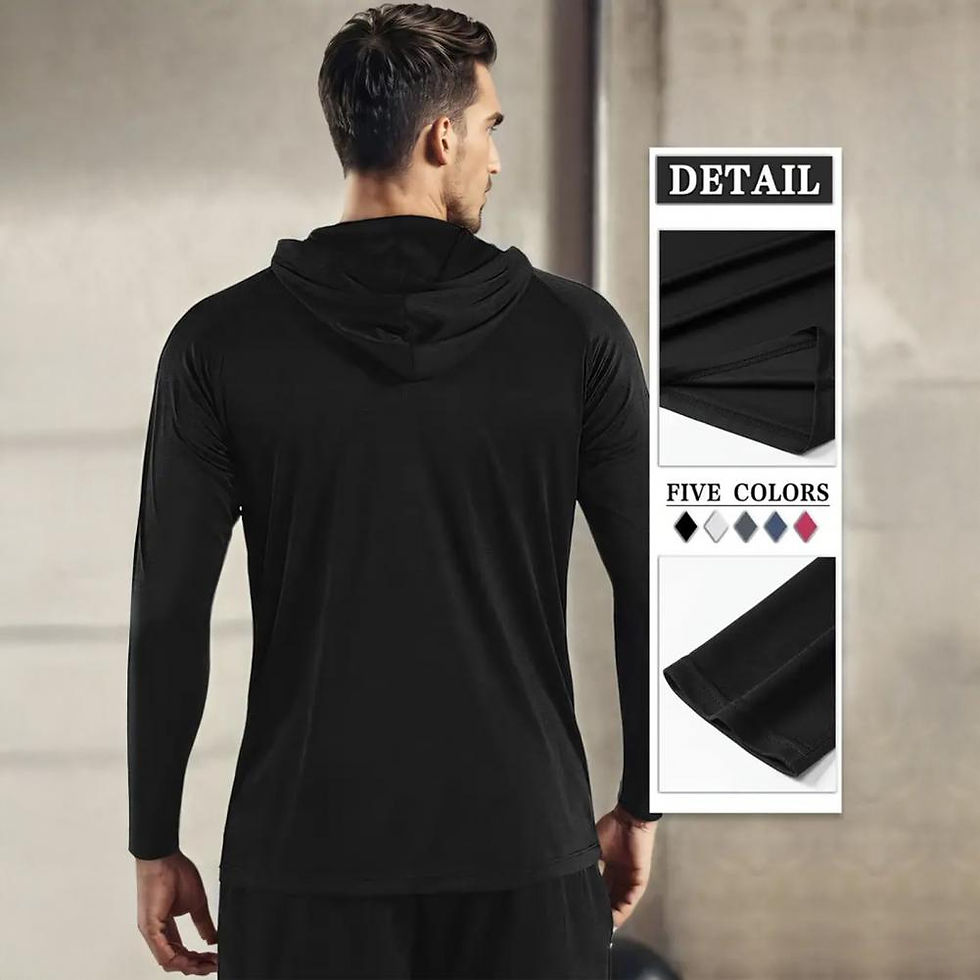 Thumbnail: Men's Quick Dry Long Sleeve Hoodie Sweat-Wicking Gym Training T-Shirt Loose Fit 