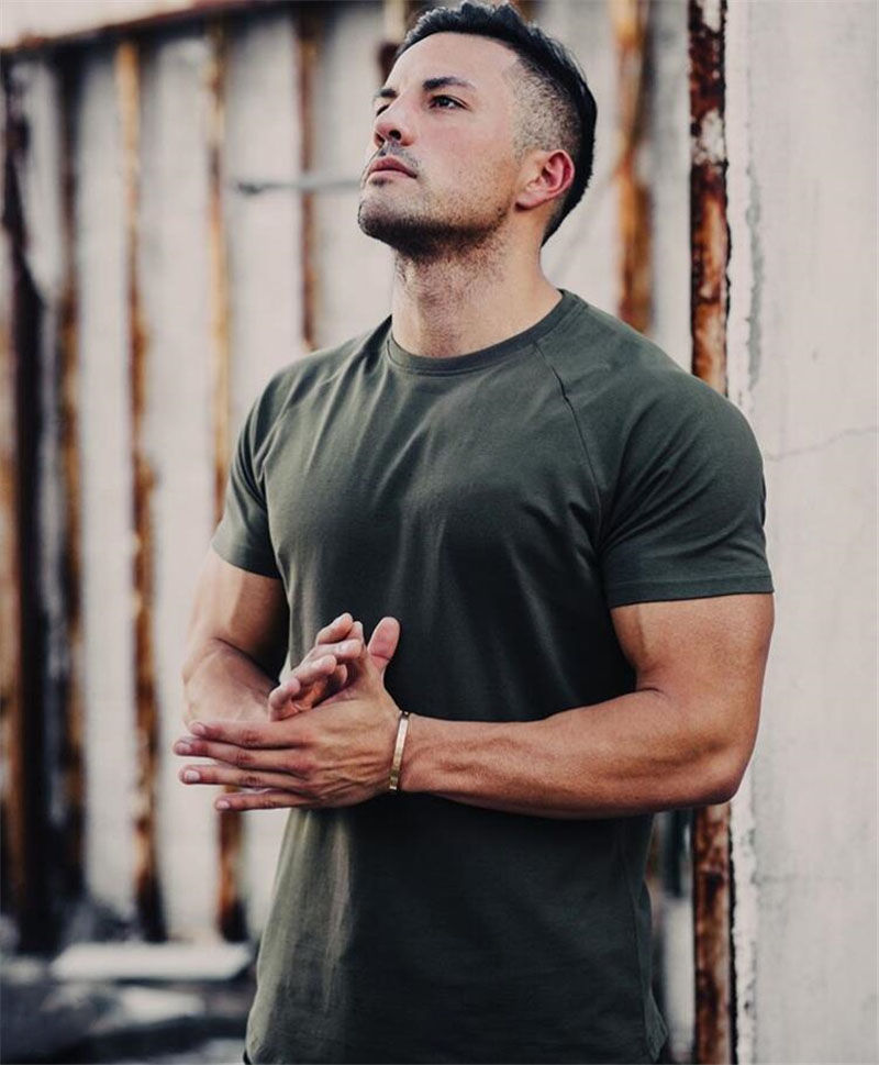 Thumbnail: Plain T Shirt Men Casual Short Sleeve Muscle Joggers Bodybuilding Tshirt Male Gy