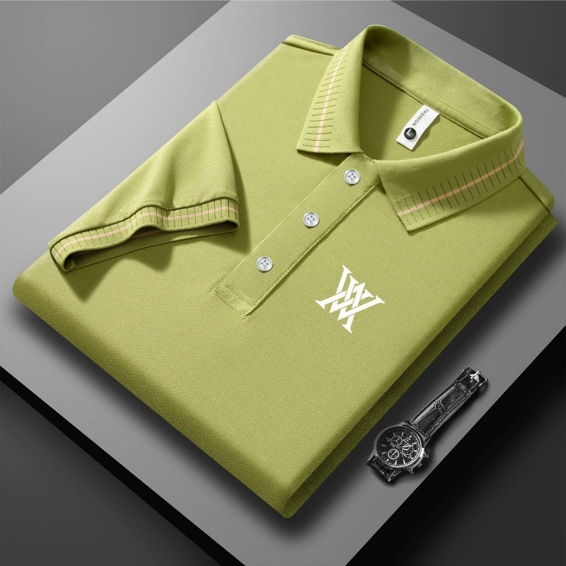 Thumbnail: Summer new men's business casual Polo short sleeved T-shirt, comfortable and bre
