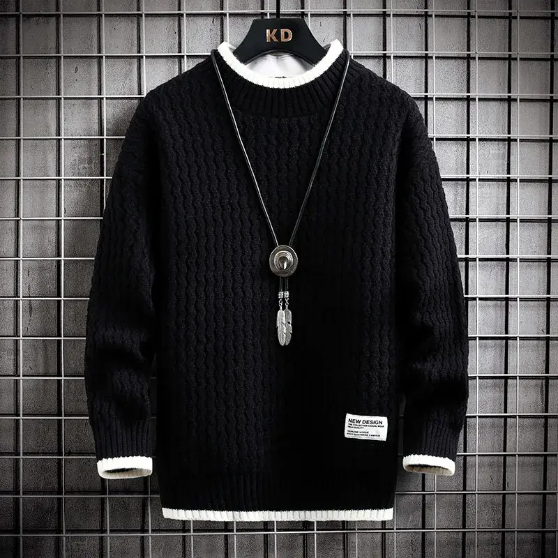 Thumbnail: Brand Clothing Men's Loose Pullover Male Slim Fit Fashion Knitted Sweater Man  T