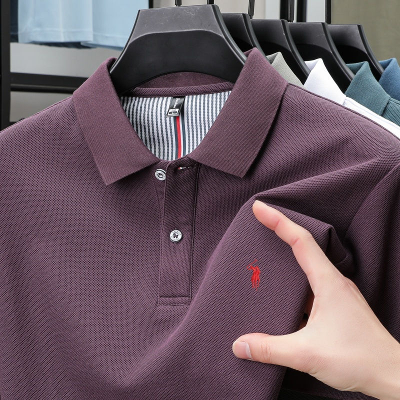 Thumbnail: 100% pure cotton men's breathable short sleeve T-shirt high-end luxury brand emb