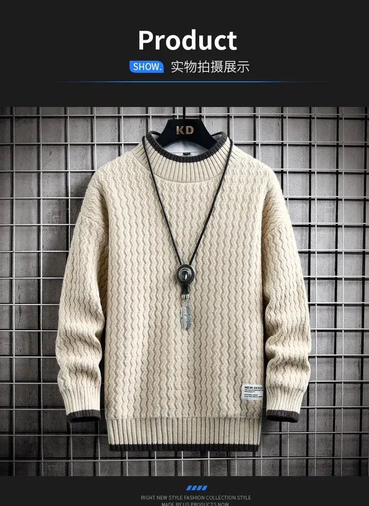 Thumbnail: Brand Clothing Men's Loose Pullover Male Slim Fit Fashion Knitted Sweater Man  T