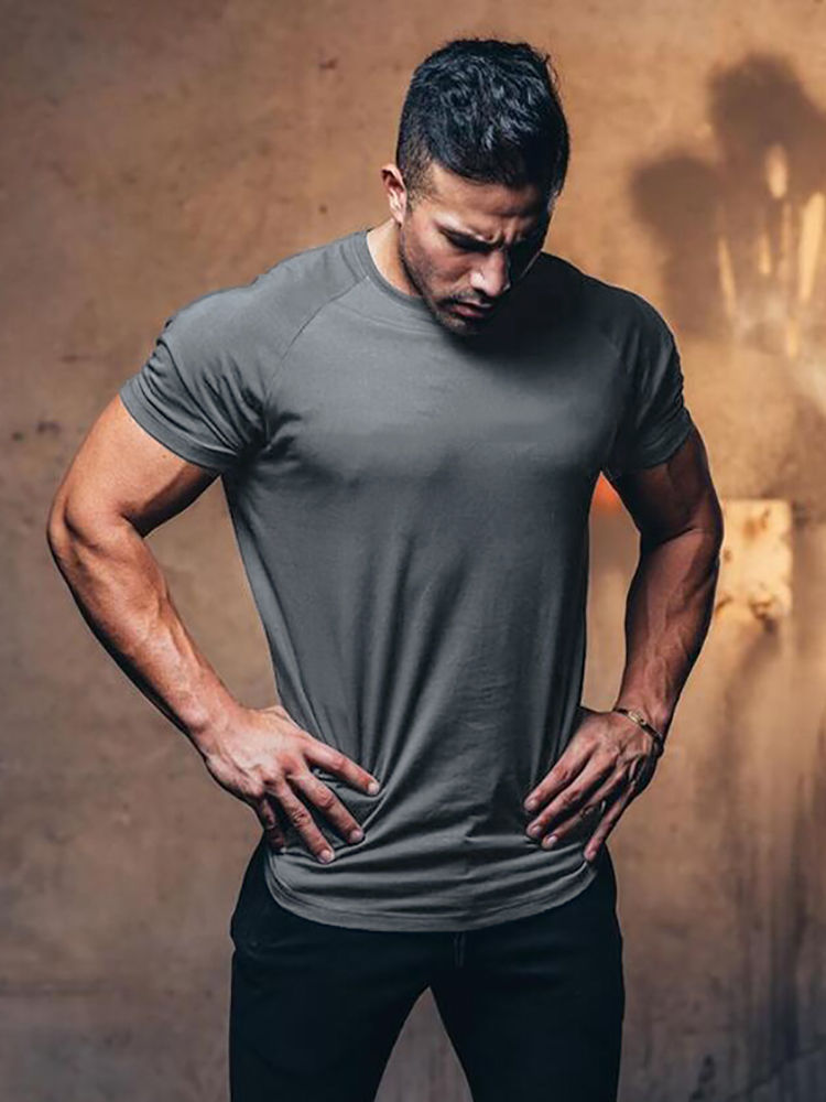 Plain T Shirt Men Casual Short Sleeve Muscle Joggers Bodybuilding Tshirt Male Gy