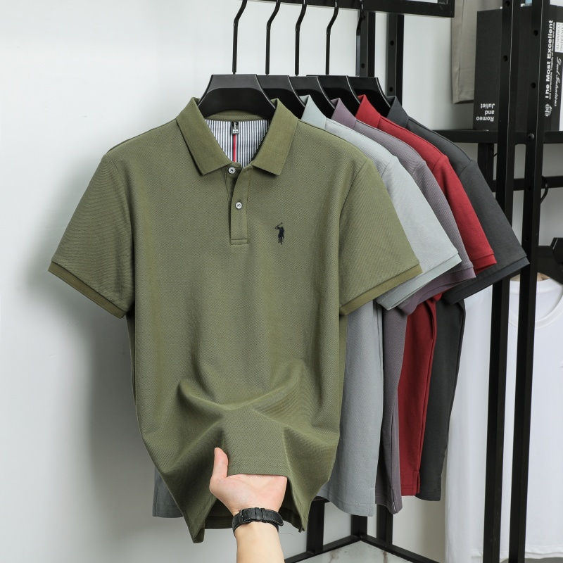 Thumbnail: 100% pure cotton men's breathable short sleeve T-shirt high-end luxury brand emb