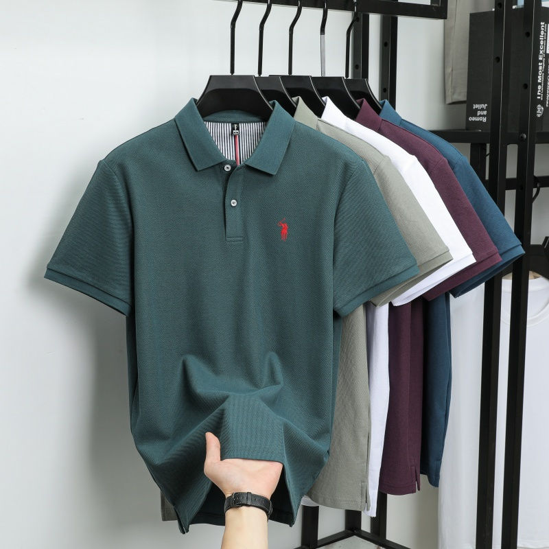 Thumbnail: 100% pure cotton men's breathable short sleeve T-shirt high-end luxury brand emb