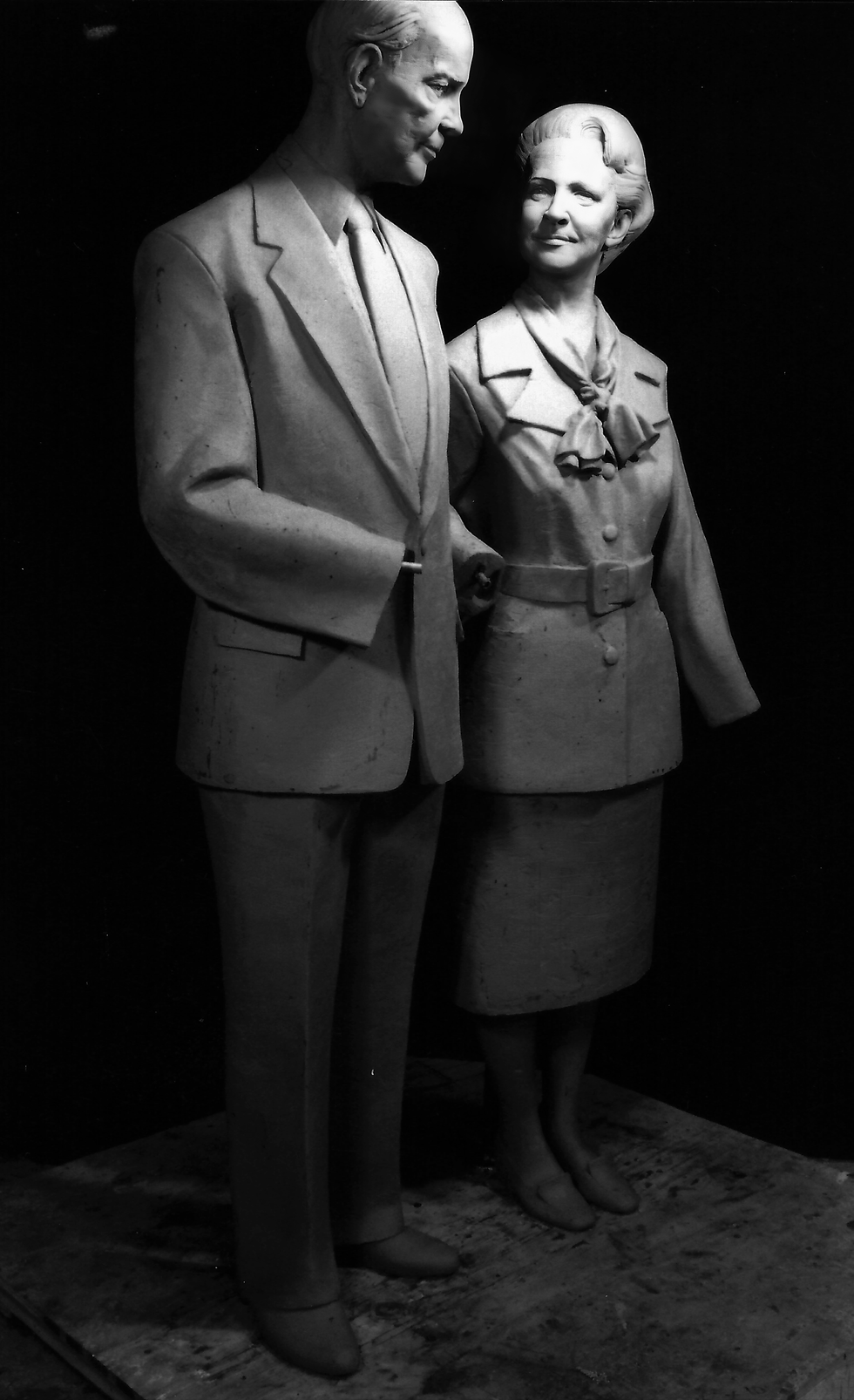 Jesse and Beulah Cox Statues, work in progress