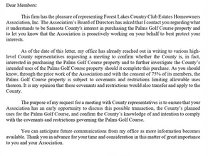 Important update: HOA covenant with Palms Golf Course