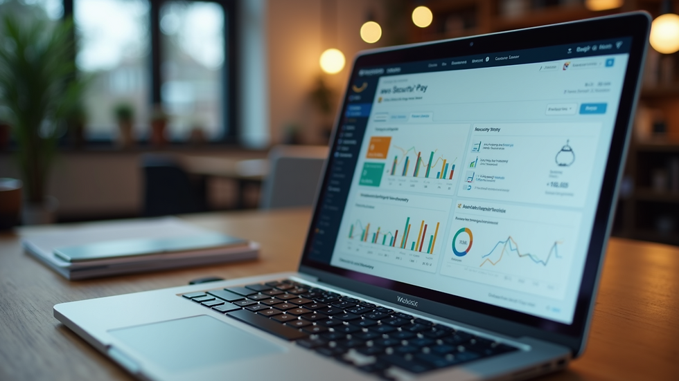 Eye-level view of a laptop screen displaying AWS security dashboard