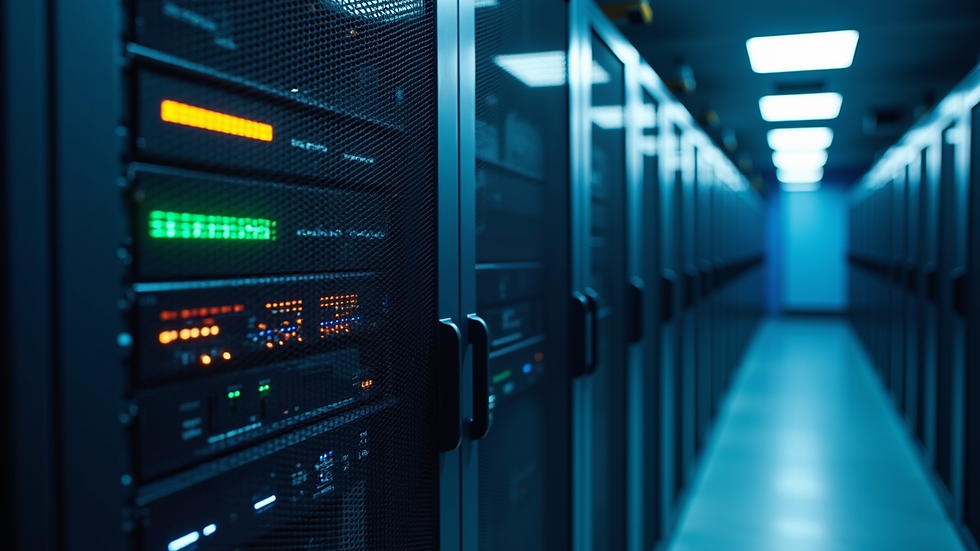 Close-up view of a cloud computing server rack in a data center