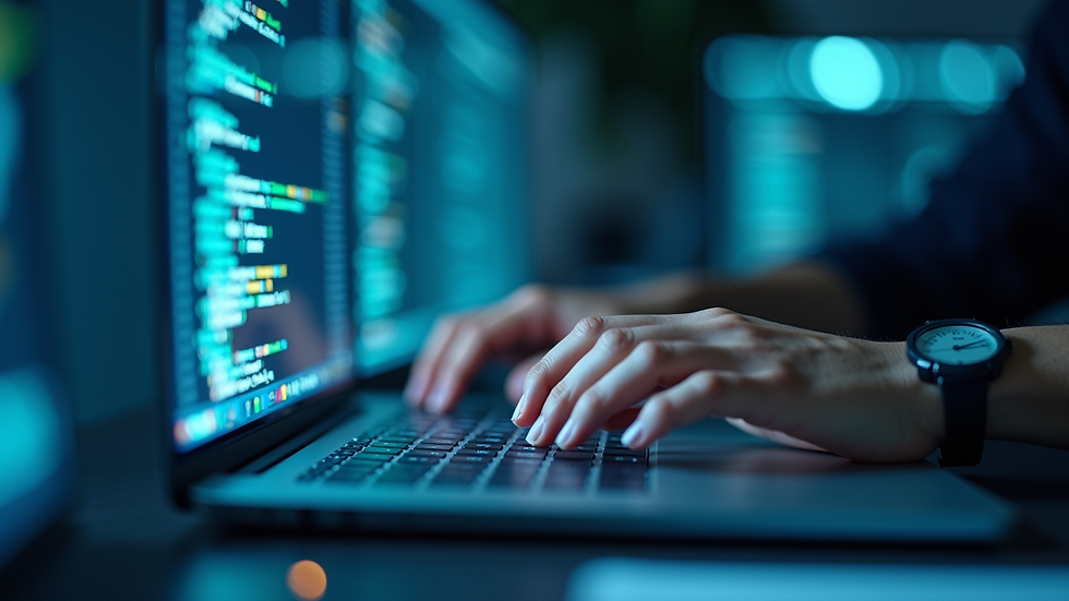 Close-up view of a person working on cloud infrastructure code